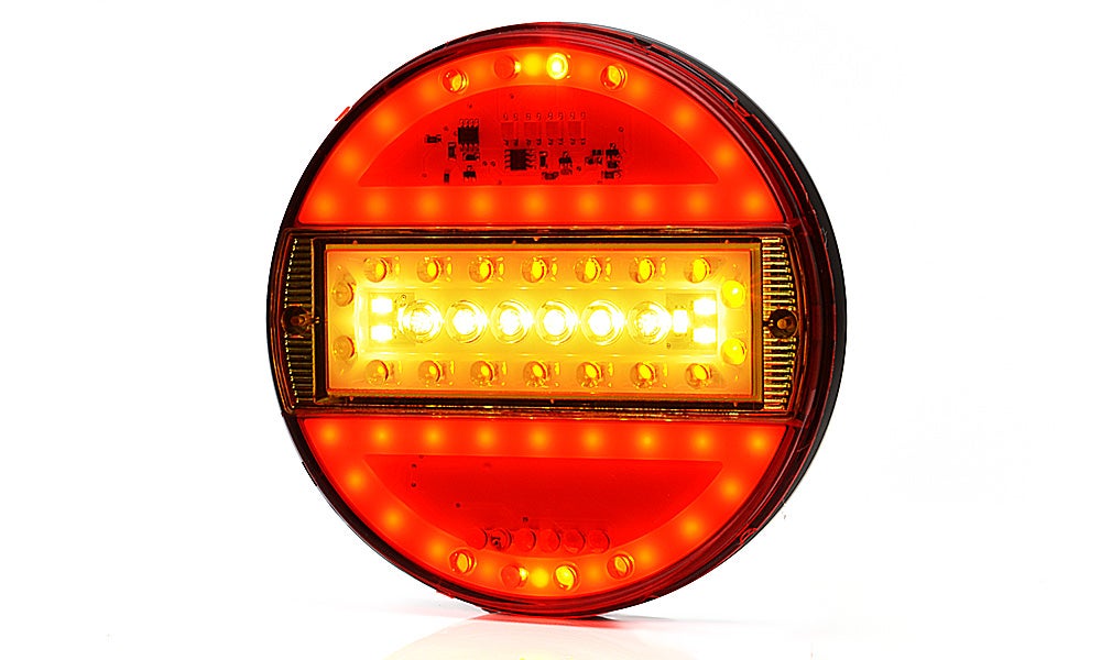 Baklys Rund LED 5-kammer 12-24V Farget linse